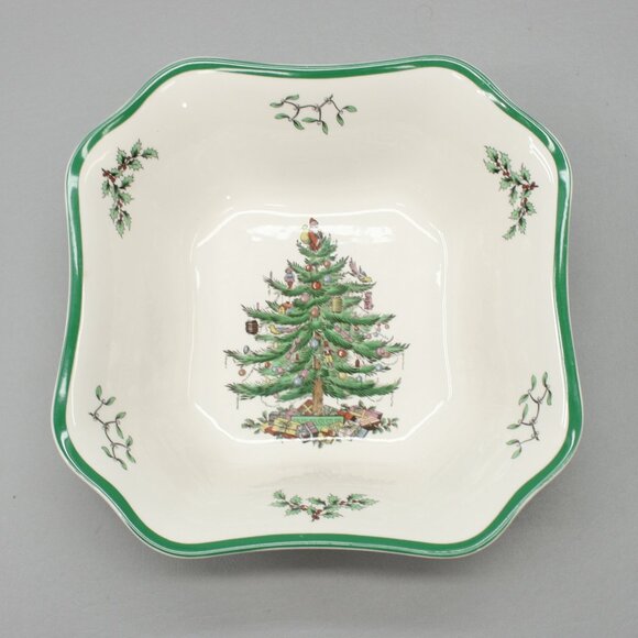 Spode Square Serving Bowl Vegetable Salad Dish Christmas Tree England - S3324-V - Picture 1 of 7
